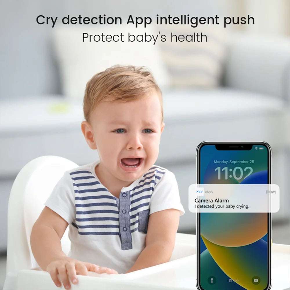 4MP 2K WiFi Baby Monitor – Cry Detection & 360° Rotating Camera