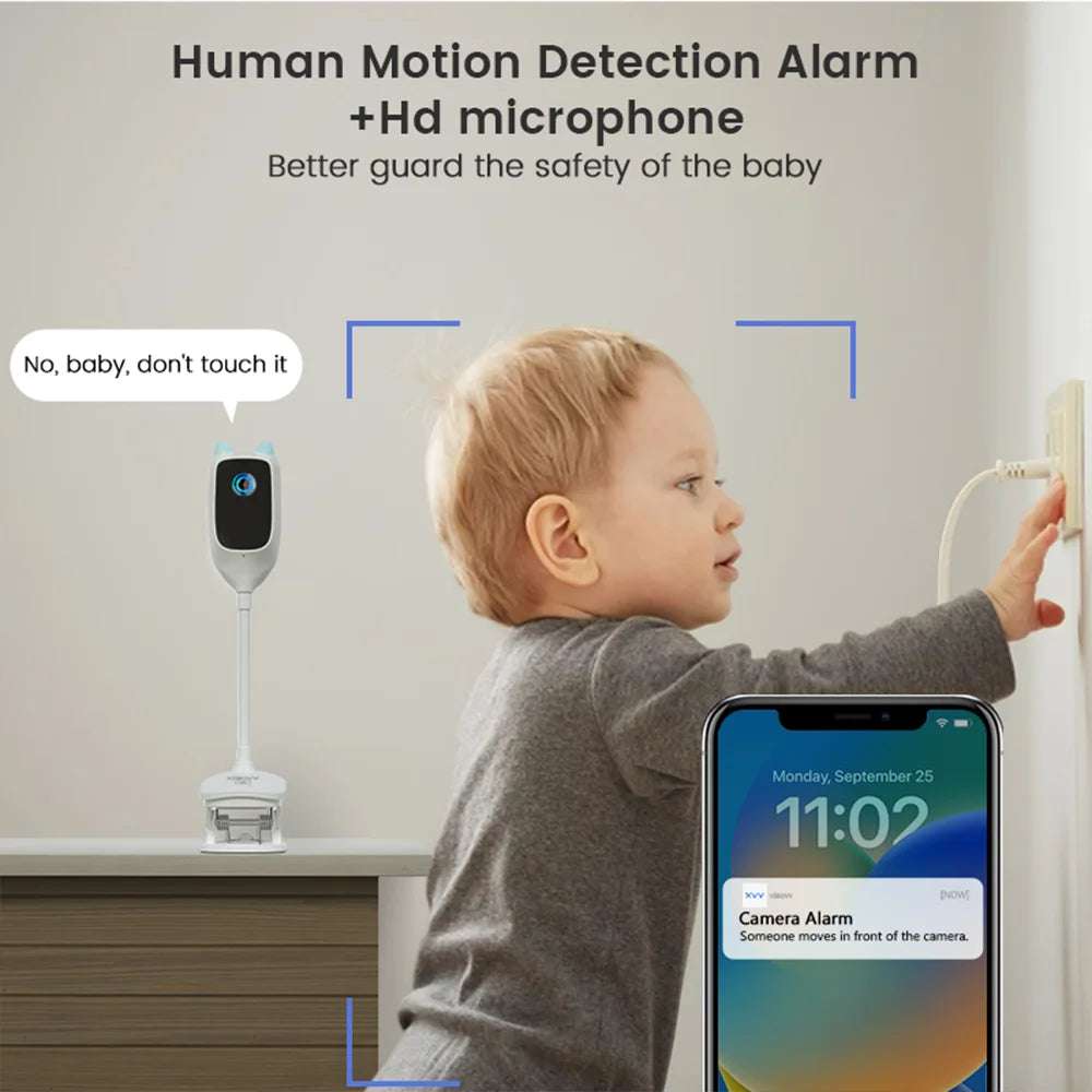 4MP 2K WiFi Baby Monitor – Cry Detection & 360° Rotating Camera