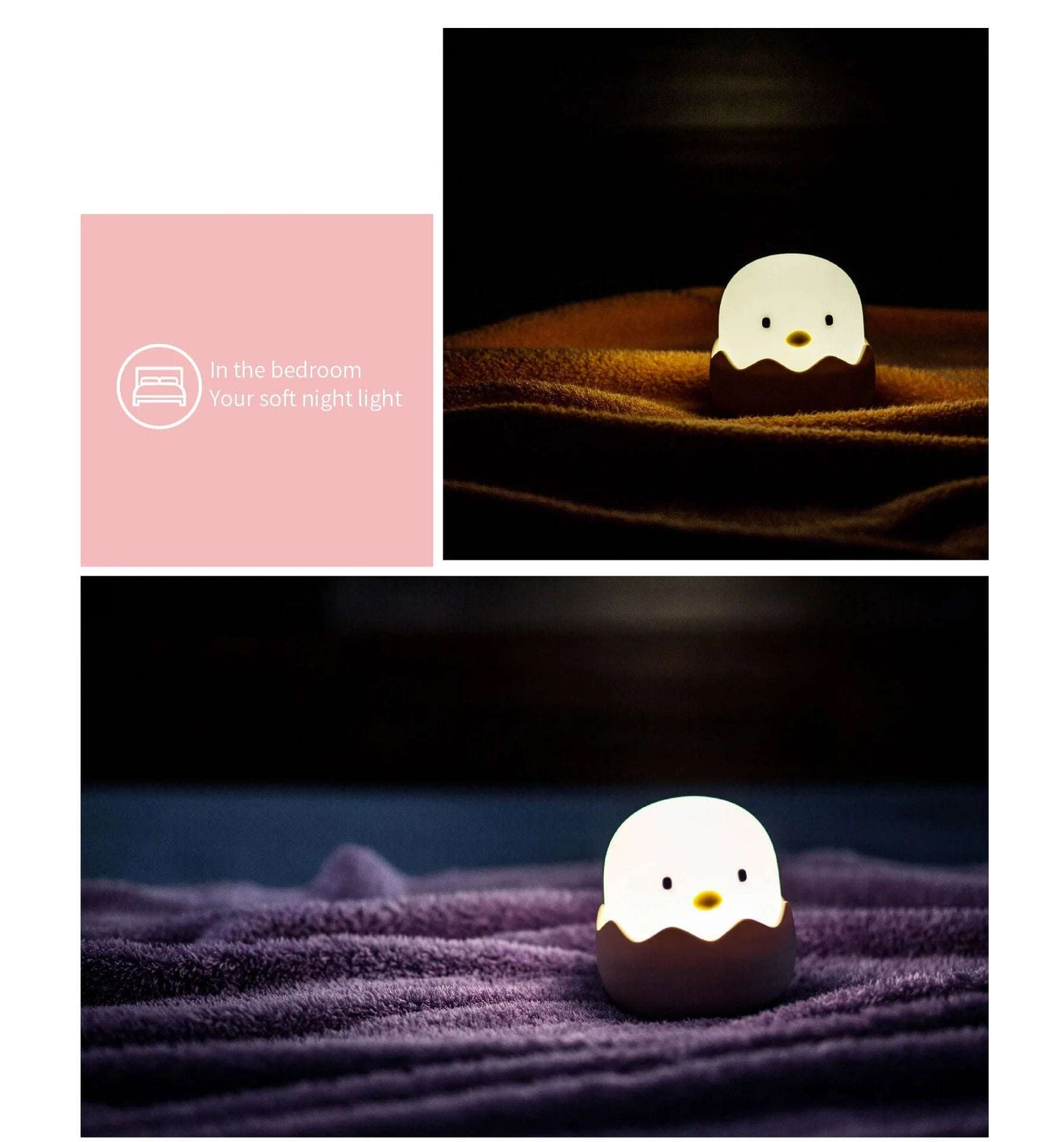 Eggshell Chicken LED Night Light – USB Charging