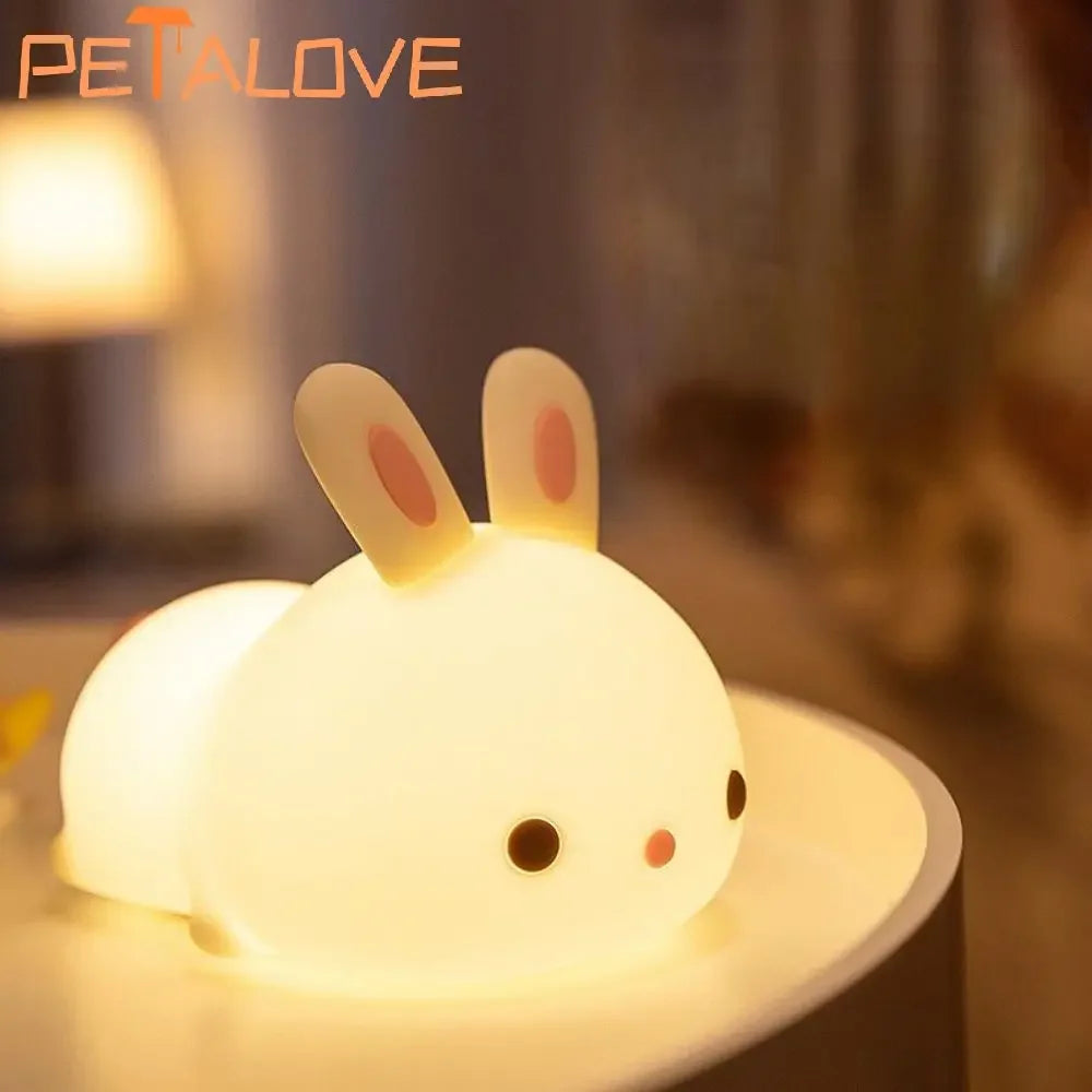 Cute Silicone Night Light – Panda, Duck, Rabbit & Dog | USB Rechargeable & Touch Control