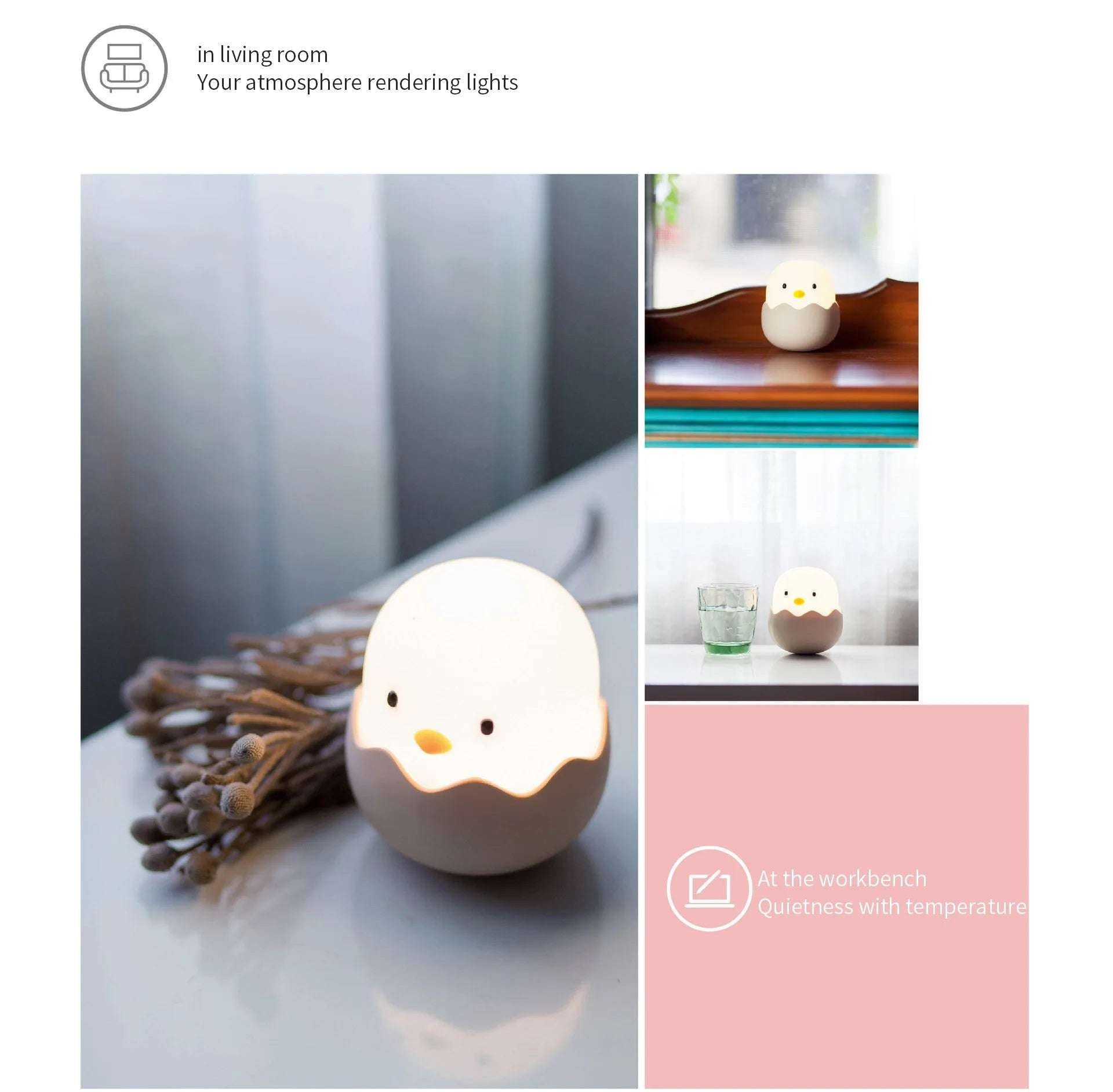 Eggshell Chicken LED Night Light – USB Charging