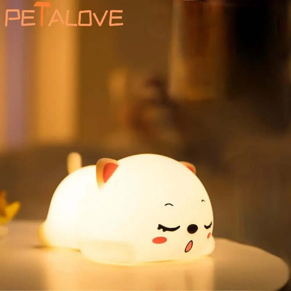 Cute Silicone Night Light – Panda, Duck, Rabbit & Dog | USB Rechargeable & Touch Control