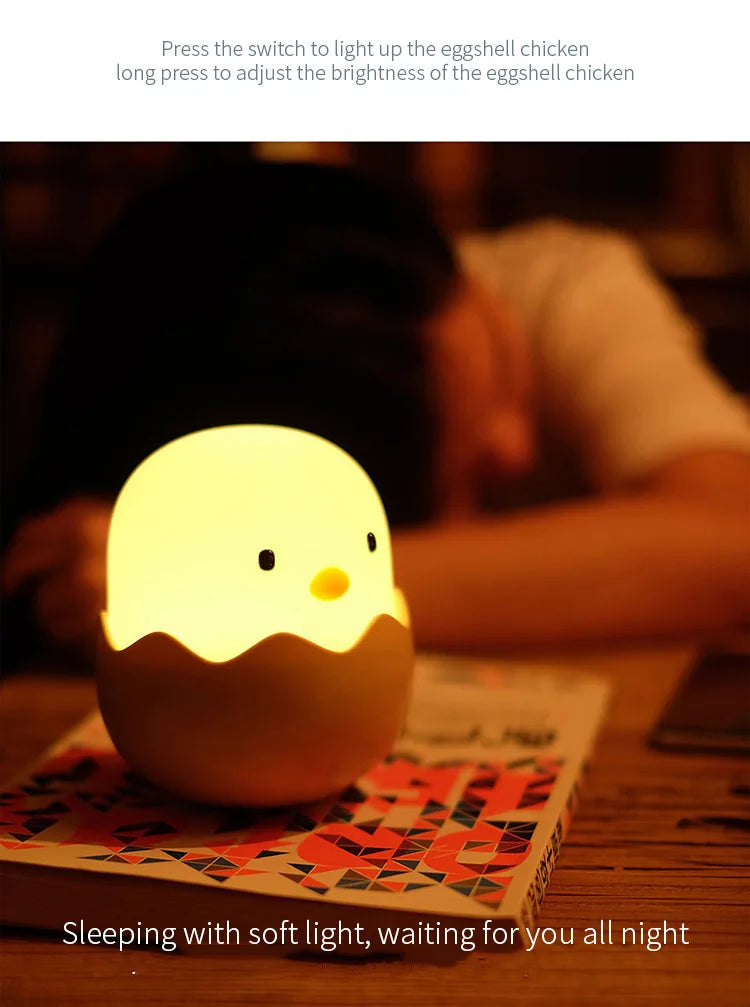 Eggshell Chicken LED Night Light – USB Charging