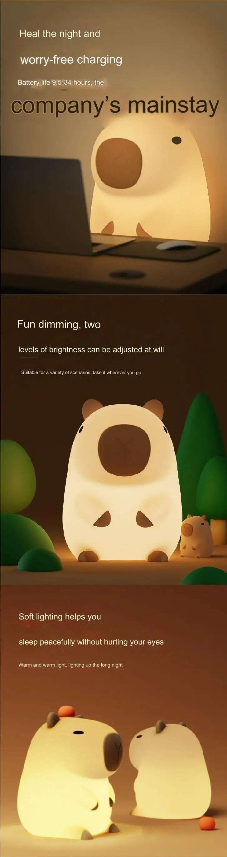 Capybara LED Night Light – USB Charging