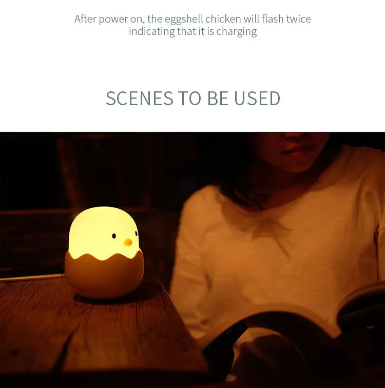 Eggshell Chicken LED Night Light – USB Charging